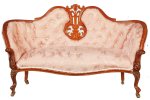 (image for) Queen Anne Upholstered Settee - Walnut