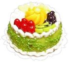 (image for) Green Iced Cake w/ Fruit Topping