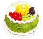 (image for) Green Iced Cake w/ Fruit Topping