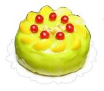 (image for) Green Cake w/ Fruit Garnish