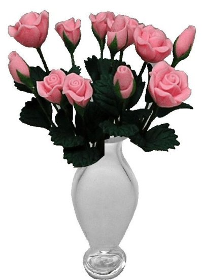 (image for) Pink Roses in Classic Vase 12pc