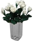 (image for) White Roses in Square Glass Vase 12pc