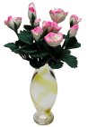 (image for) Pink & White Roses in Amber Striped Vase 12pc