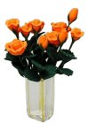 (image for) Apricot Roses in Amber Striped Square Vase 12pc