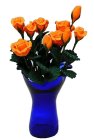 (image for) Apricot Roses in Blue Ruffled Vase 12pc