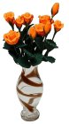 (image for) Apricot Roses in Brown Striped Vase 12pc