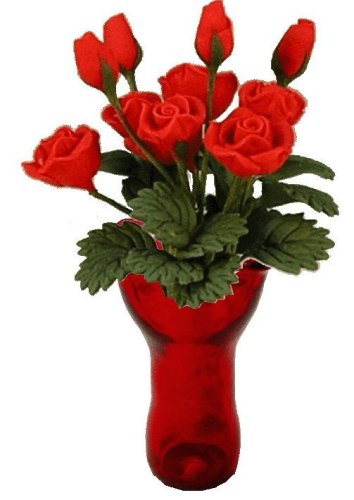 (image for) Red Roses in Red Ruffle Vase 12pc