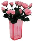 (image for) Pink Roses in Pink Sqaure Vase 12pc