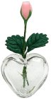 (image for) Pink Rosebud in Clear Heart Shaped Vase