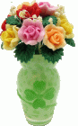 (image for) Multicolored Roses in Shamrock Vase 12pc