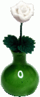 (image for) White Rose in Green Ceramic Vase