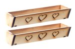 (image for) Wooden Window Flower Box Heart Design 2pc