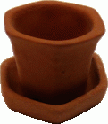 (image for) Small Hexagonal Light Clay Pot with Saucer