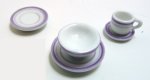 (image for) Purple Trim Ceramic Dinner Set for One 5pc