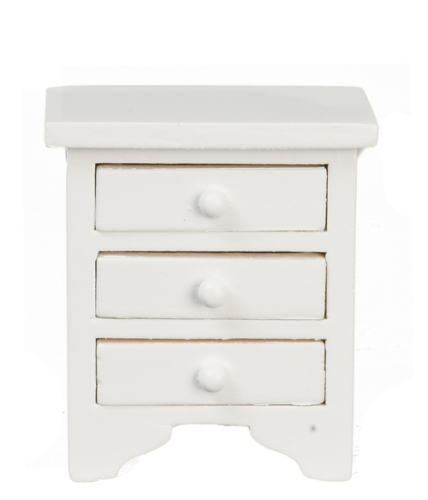 (image for) White Three Drawer Nightstand