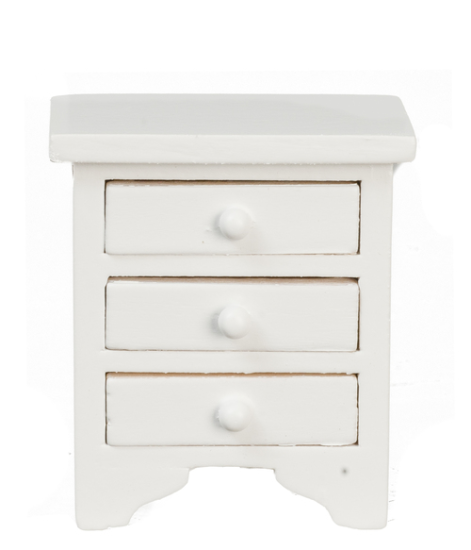 (image for) White Three Drawer Nightstand