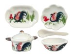 (image for) Ceramic Dinner Set Chickens 6pc