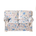 (image for) Settee - White w/ Blue Floral Fabric