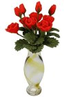 (image for) Red Roses in Amber Striped Vase 12pc