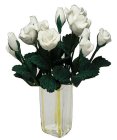 (image for) White Roses in Amber Striped Square Vase 12pc