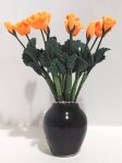 (image for) 12pc Apricot Roses w/ Black Ceramic Vase