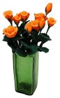 (image for) Apricot Roses in Green Square Vase 12pc