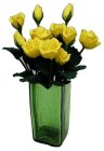 (image for) Yellow Roses in Green Square Vase 12pc