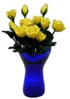 (image for) Yellow Roses in Blue Ruffled Vase 12pc