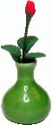 (image for) Red Rose Bud in Green Ceramic Vase