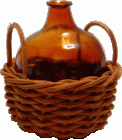 (image for) Glass Demijohn in Basket w/ Handles Amber