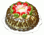 (image for) Yellow & Chocolate Cake w/ Fruit Decoration