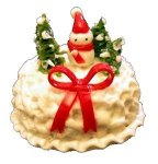 (image for) Snow Scene Christmas Cake w/ Bow