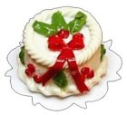 (image for) 1/2in Scale Holly & Red Bow Christmas Cake