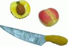 (image for) Peach Halves & Knife