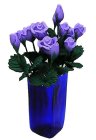 (image for) Purple Roses in Blue Square Vase 12pc