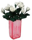 (image for) White Roses in Pink Sqaure Vase 12pc