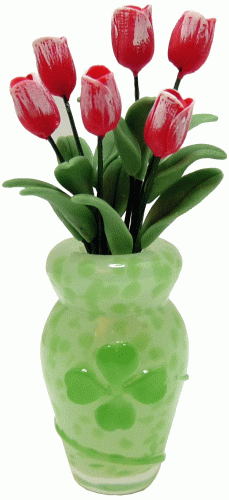 (image for) Pink Tulips in Shamrock Vase