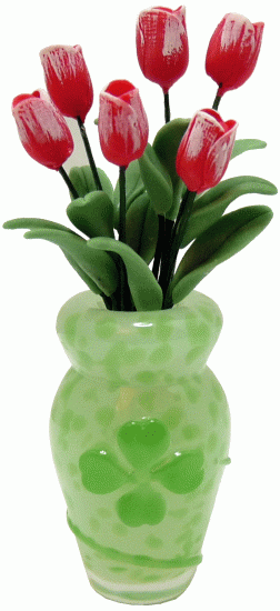 (image for) Pink Tulips in Shamrock Vase