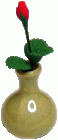 (image for) Red Rose Bud in Light Brown Ceramic Vase