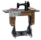 (image for) Sewing Machine w/ Fabric - Black & Walnut