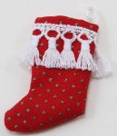 (image for) Stocking Red w/ Gold Dots & White Lace Tassel