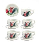 (image for) Ceramic Cups & Saucers Chickens 10pc