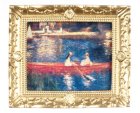 (image for) Victorian Row Boat Scene in Fancy Gold Frame