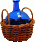 (image for) Glass Demijohn in Basket w/ Handles Blue