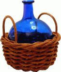 (image for) Glass Demijohn in Basket w/ Handles Blue