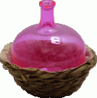 (image for) Glass Demijohn in Short Wicker Basket Pink