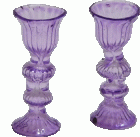 (image for) Glass Candlestick Holder 2pc Lavender