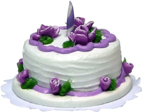 (image for) Lavender Rose Birthday Cake w/ Candle