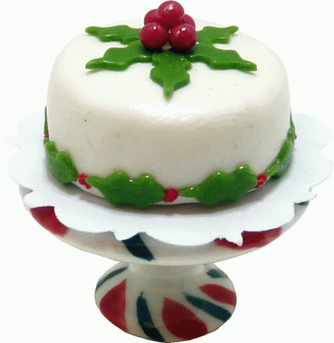 (image for) Poinsettia Cake on Peppermint Cake Stand