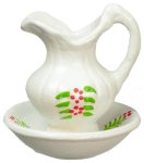 (image for) Floral Pitcher & Bowl Set Dry Sink - White